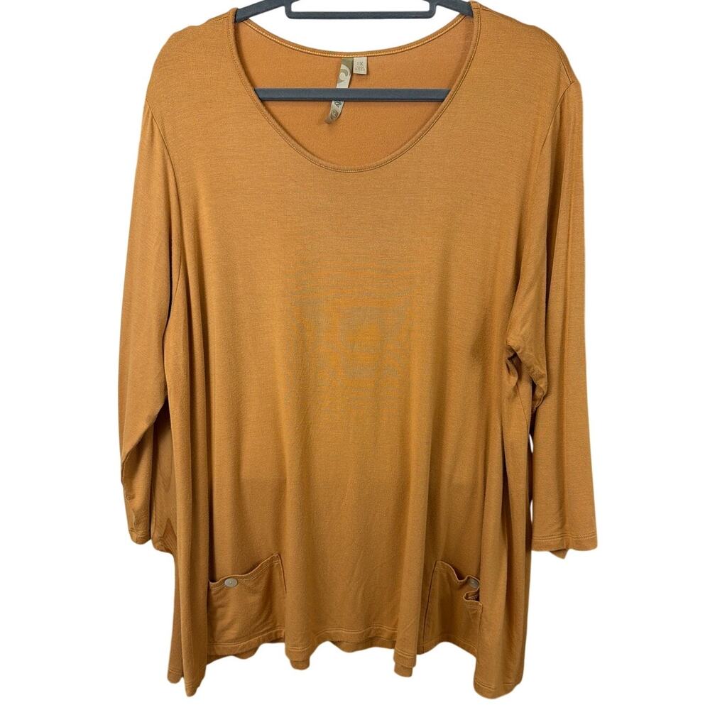 Comfy USA Mustard Scoop Neck Tunic Top XL Made In USA